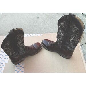 Ferrini Men's Brown Croc Print Leather Western Cowboy Boots – Size‎ 9.5 D